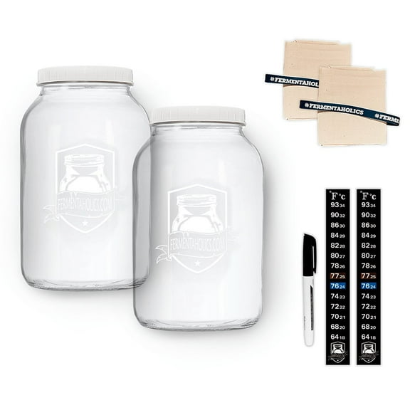 Kombucha Jar Kit, Printed Jar - 2-pk