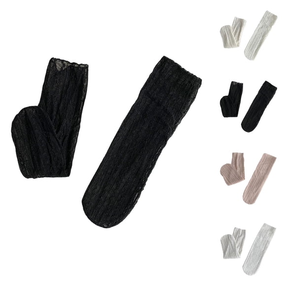 Printed Lace Sheer Compression Socks for Women â Lightweight Transparent Fabric with Elegant Pattern, Stylish and Breathable, for Summer Street Outfits and Dress Looks