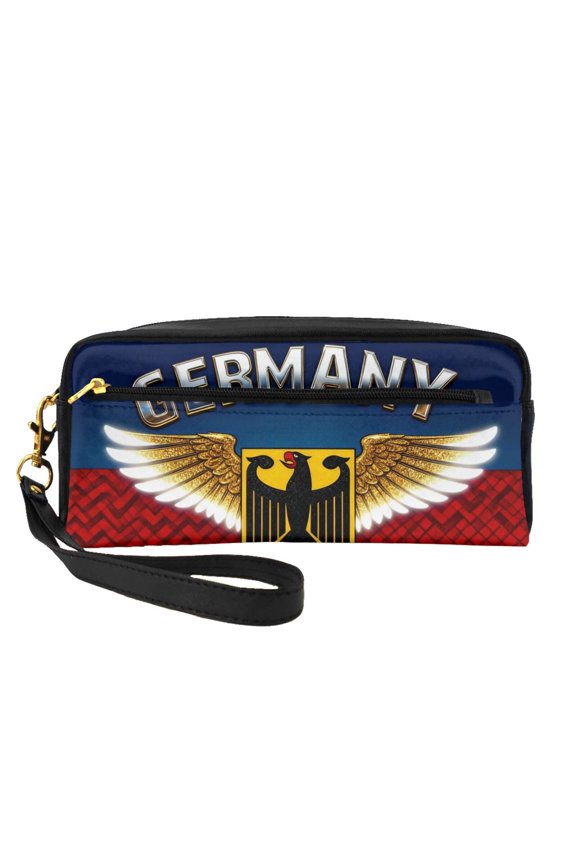 Printed Leather Makeup Bag Retro German Flag With German Double-Sided Pattern Travel Toiletry Pouch Portable Zipper Organizer Bag