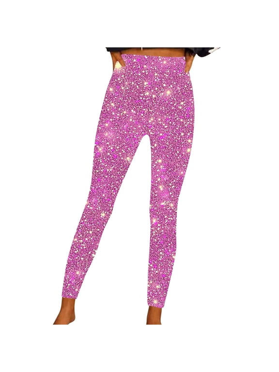 Printed Leggings For Women Patterned Crazy Cute Graphic Design High Waisted Workout Athletic Gym Running Yoga Pants Pink S