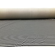 Printed Liverpool Textured Fabric Stretch Black White 3/8 inch Stripe 1N31