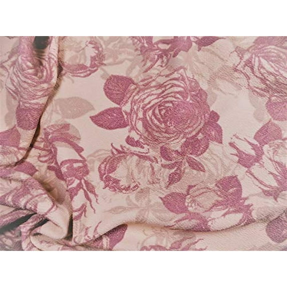 Printed Liverpool Textured Fabric Stretch Soft Peach Old Rose Tan Floral J408