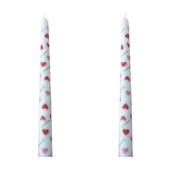 Printed Long Pole Candle Romantic Wedding Candlelight Dinner Decoration Tasteless Long Candle Stick Two Sets