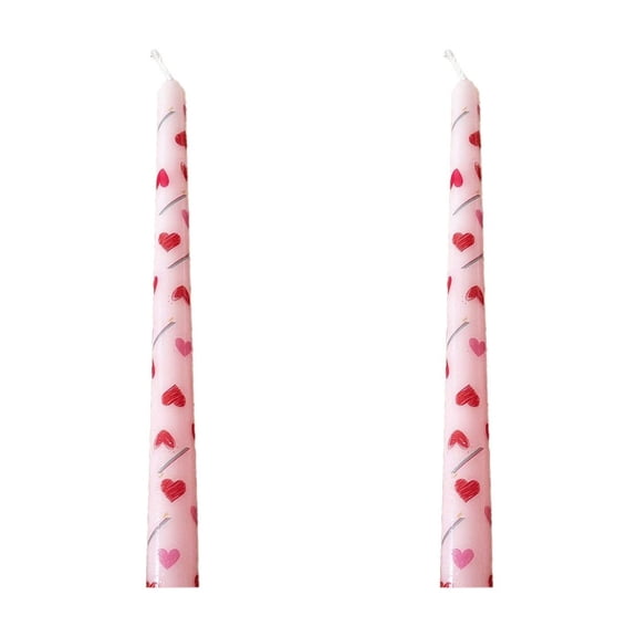 Printed Long Pole Candle Romantic Wedding Candlelight Dinner Decoration Tasteless Long Candle Stick Two Sets
