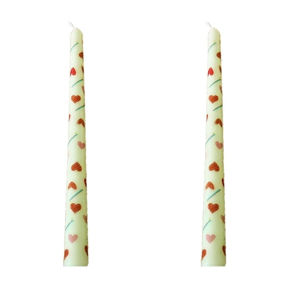Printed Long Pole Candle Romantic Wedding Candlelight Dinner Decoration Tasteless Long Candle Stick Two Sets