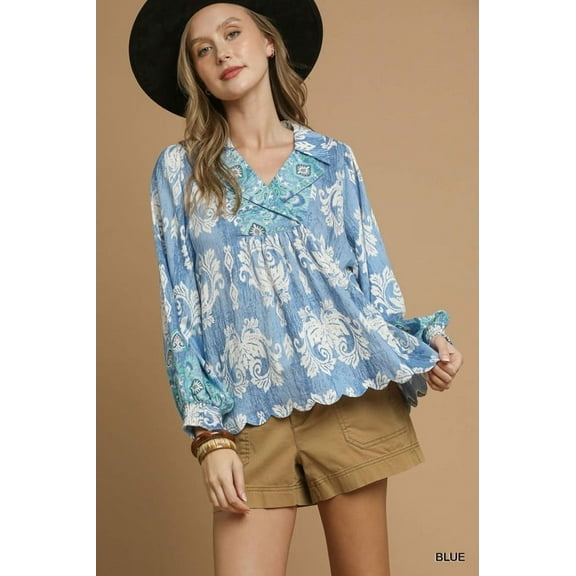 Printed Long Sleeve Blouse