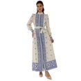 thumbnail image 1 of Printed Long Sleeve Maxi Dress with Belt, 1 of 6