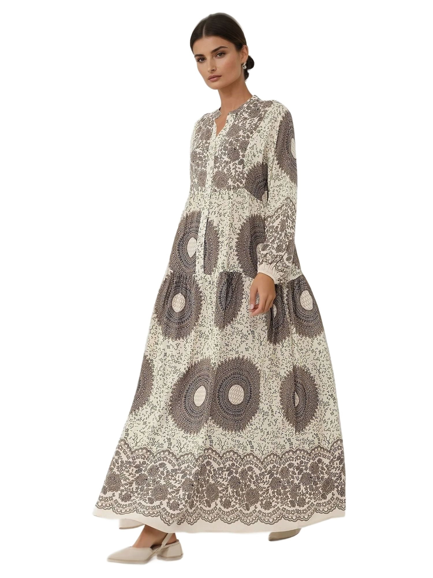 viscose long sleeve maxi dress Black Viscose Maxi Dress: Pleated Long Sleeve Wrap Front
