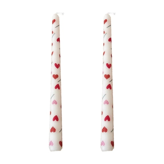 Printed Long Taper Candles for Romantic Wedding Candlelight Dinner Decoration Unscented White 9.84 Inches 2 Pack