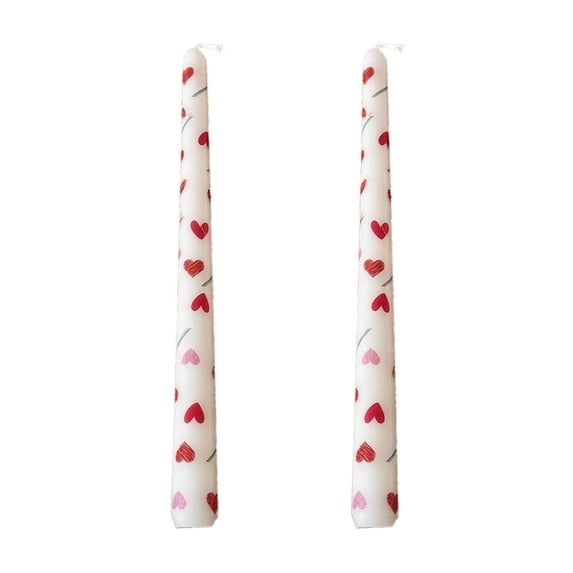 Printed Long Taper Candles for Romantic Wedding Candlelight Dinner Decoration Unscented White 9.84 Inches 2 Pack