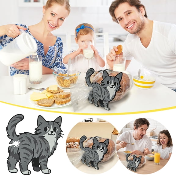 Printed Longhair Cat Bread Clip, Snack Bag Sealer for Chips Bread Cereal, Food Storage Clip Keeps Snacks Fresh, Portable Kitchen Gadget, Reusable and Easy to Use