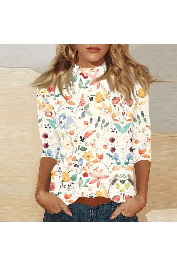 Printed Mandarin Neck Shirt - Elegant Collar with 3/4 Sleeves, Features Classic Prints for a Modern Casual Look Gold XL