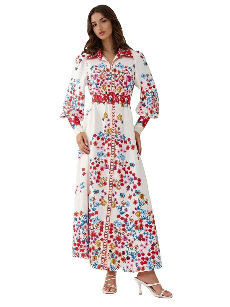 print long collar shirt dress Tiered Collared Shirt Dress