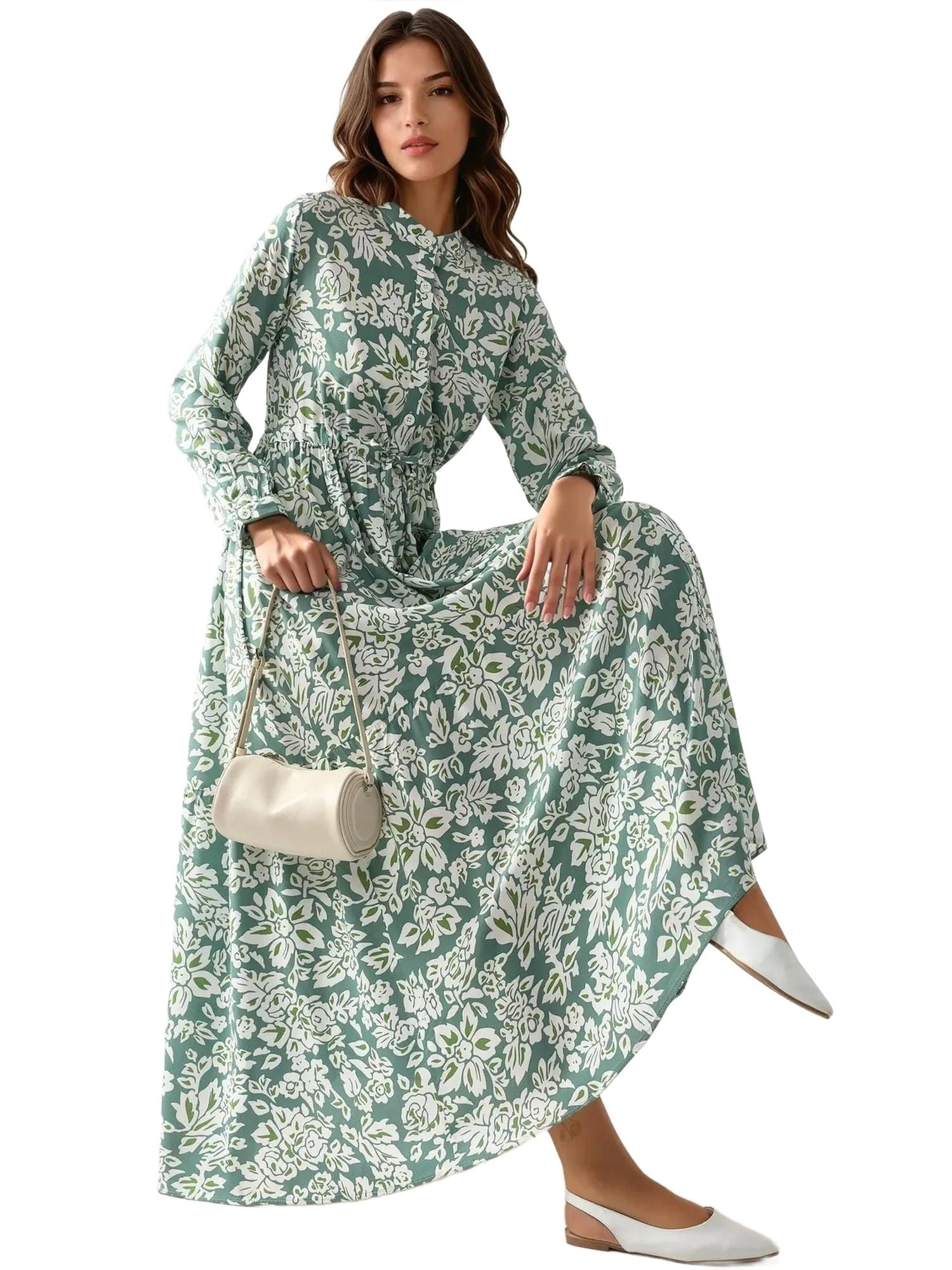 Printed Maxi Dress with Shirt Collar - Walmart.com Printed Maxi Dress with Shirt Collar - Walmart.com