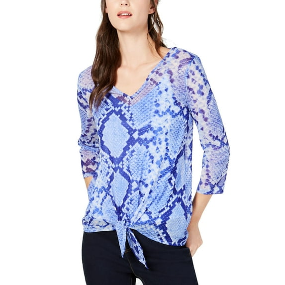 Printed Mesh Tie Front Top Snake Texture S