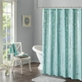 thumbnail image 1 of Printed Metallic Shower Curtain Aqua+Silver, 1 of 5