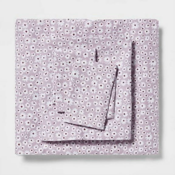 Printed Microfiber Sheet Set - Light Purple Daisy