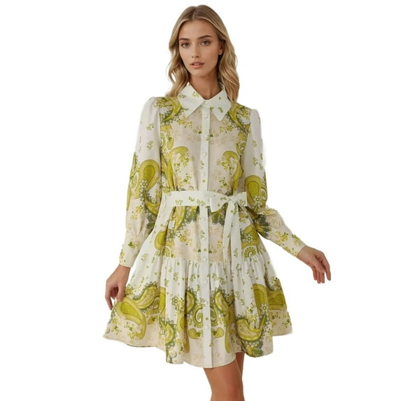 Printed Mini Dress with Belt