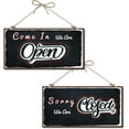 thumbnail image 1 of Printed Natural Wood Hanging Wall Decorations for Front Door Home Decoration Rectangle with Open & Closed Black Word 15x30x0.5cm, 1 of 7