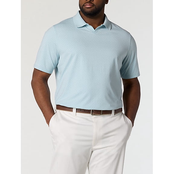 Printed Notch-Collar Tech Polo Shirt Winter Sky 4XLT