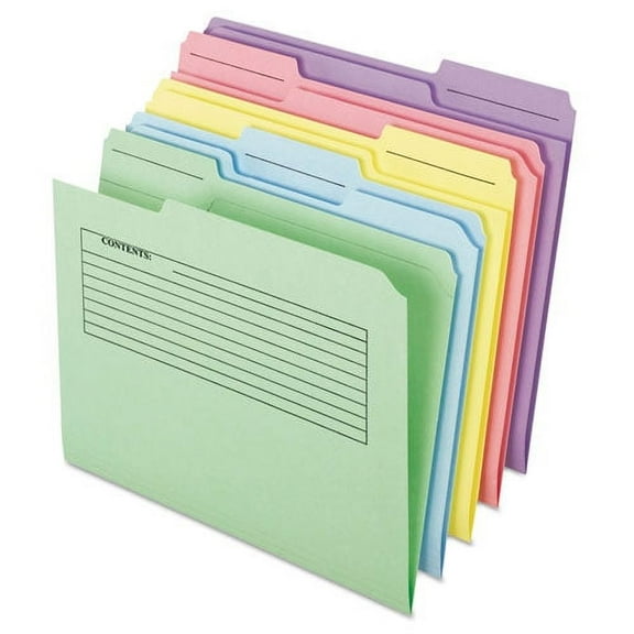 Printed Notes Folder, 1/3-Cut Tabs: Assorted, Letter Size, Assorted Colors, 30/Pack | Bundle of 2 Packs