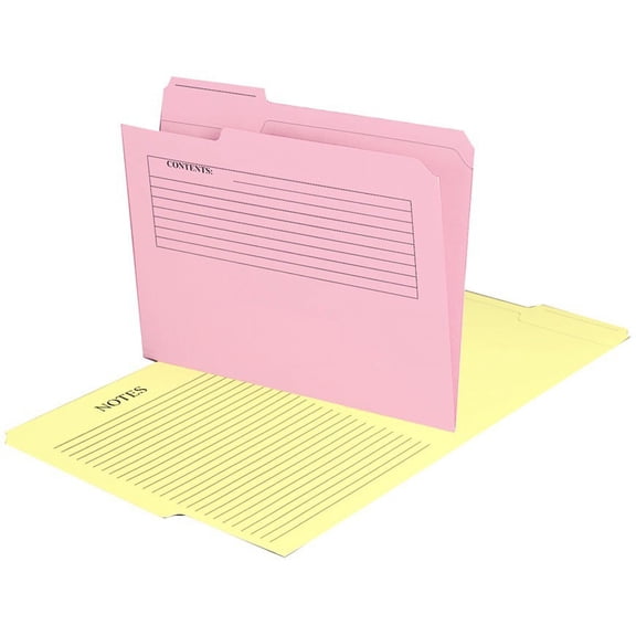 Printed Notes Folder, 1/3-Cut Tabs, Letter Size, Assorted, 30/pack | Bundle of 5 Packs