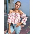 thumbnail image 1 of Printed Off-Shoulder Flounce Sleeve Blouse, 1 of 7