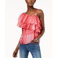 thumbnail image 1 of Printed One Shoulder Ruffled Top Croquet Plaid 5.5, 1 of 5