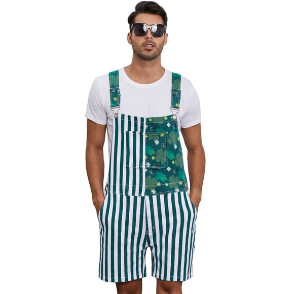 Unisex Printed Overalls Shorts Romper Festival Jumpsuits Work Bibs Coveralls Gifts for Men and Women