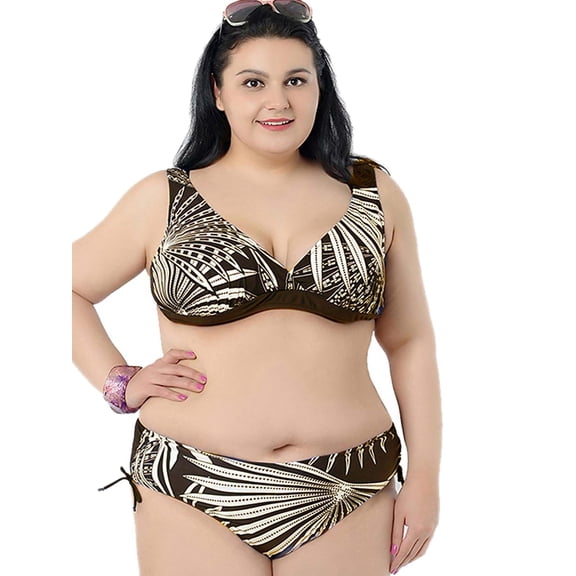 Printed Padded Push Up Adjustable Bikini Set Swimwear- Size 12