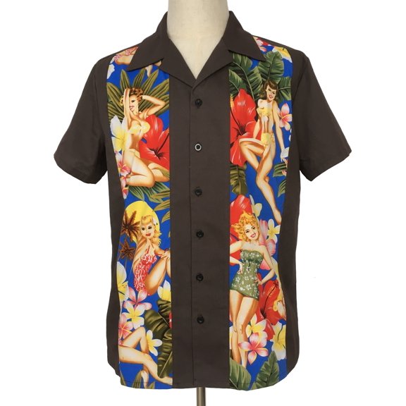 Printed Panel Cuban Collar Hawaii Shirts