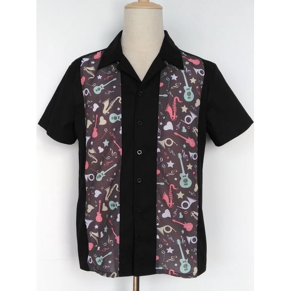 Printed Panel Cuban Collar Hawaii Shirts