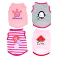thumbnail image 1 of Printed Pet Outfit , 4-Pack Dog Shirts for Small Dogs - Adorable Vest Clothes Featuring Love Heart, Watermelon, and Crown Prints, 1 of 9