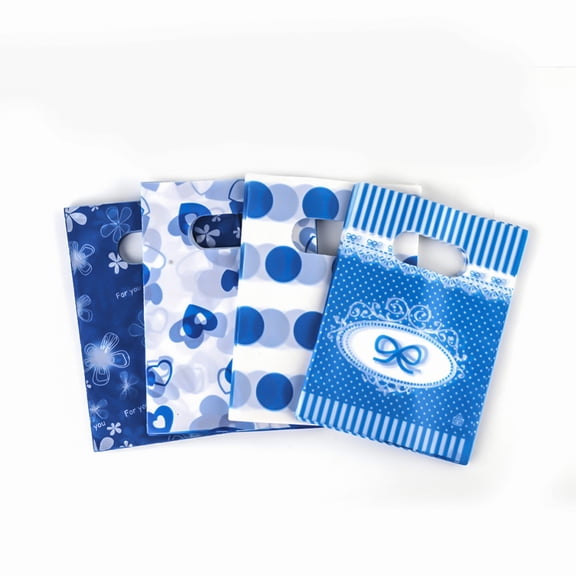 Printed Plastic Bags Rectangle Deep Sky Blue 20x15cm