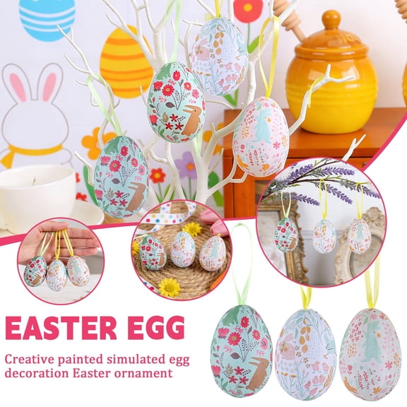 Printed Plastic Easter Eggs Fillable With Hinge Colorful, Perfect For Easter Egg Hunt, Surprise Egg, Easter Hunt, 2.3" Inch Assorted Bright Colors (Pack Of 6)(Colour) Easter Decorations