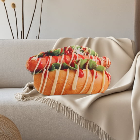 Printed Plush Toy Throw Pillow Hot Dog Strip Throw Pillow, 8.66*17.71 Inch Made with Super Soft & Ultra Premium Fabric, Cute, Comfortable, Plush, Stuffed Cushion for Home Decor, Funny Gift