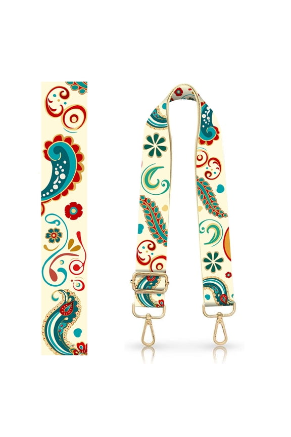 Printed Polyester Adjustable Webbing Bag Straps with Swivel Clasps Flower 600x38.1mm