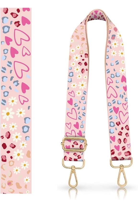Printed Polyester Adjustable Webbing Bag Straps with Swivel Clasps Heart 600x38.1mm