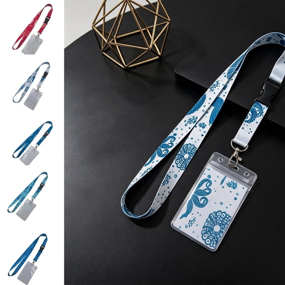 Printed Polyester Lanyard, Wear-Resistant Woven Strap for ID Badge, Employee Card, Card & Access Control Card, Comfortable Neck Strap for Office, Exhibition & Daily Use