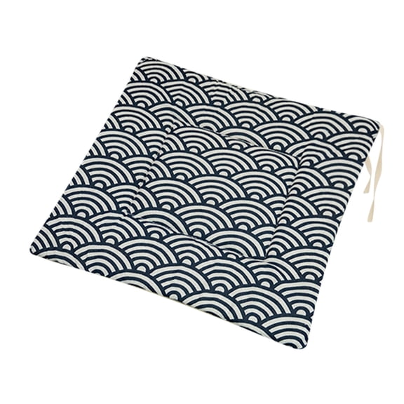 Printed Polyester Linen Rectangle Chair Cushion - Japanese Style Floor Cushion, Thick Seat Pad for Futon, Living Room, Home Decor - Non-Slip, Breathable, Sturdy