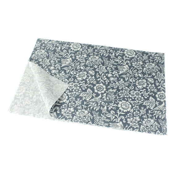 Printed Pre-Cut 100% Cotton Fat Quarters Quilting Fabric Squares (18" x 29") for DIY Quilting Patchwork, Scrapbooking, Art Craft Supplies - Pewter Blue Rose