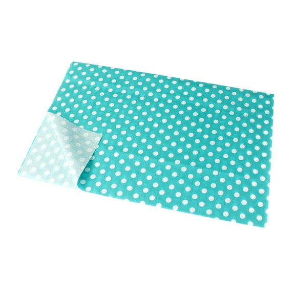 Printed Pre-Cut 100% Cotton Fat Quarters Quilting Fabric Squares (18" x 29") for DIY Quilting Patchwork, Scrapbooking, Art Craft Supplies - Turquoise Polka Dots