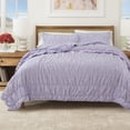 thumbnail image 1 of Printed Quilt Set - Lightweight, Soft, All-Season - 2-Piece Gingham Bedding Set (Twin / Twin XL, Purple), 1 of 5