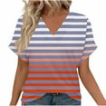 thumbnail image 1 of Printed Raglan Sleeve Top, Women's V-Neck Short Sleeve Casual Tee, 1 of 5