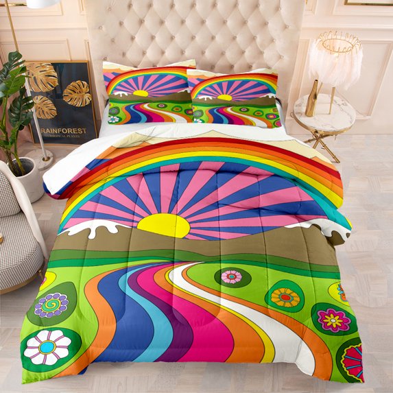 Printed Rainbow Fat Quilt Air-conditioning Quilt Feather Silk Cotton Quilt