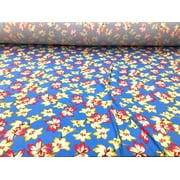 Printed Rayon Spandex 4 way Stretch Apparel Fabric Blue Fuchsia Pink Floral H303