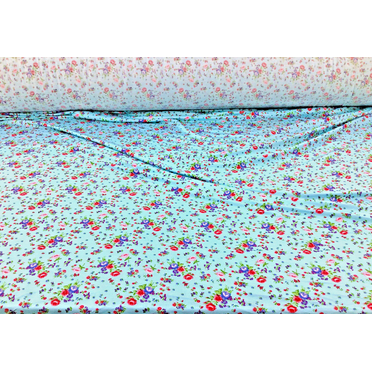Printed Rayon Spandex 4 way Stretch Apparel Fabric Blue Pink Purple Floral H203