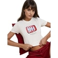 thumbnail image 1 of Printed Regular Fit Crew Neck 100% Cotton Crop T-shirt, 1 of 7