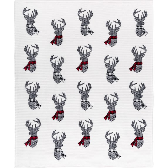 Printed Ribbed Flannel Throws 48X60 Deer Shield Rustic Cabin