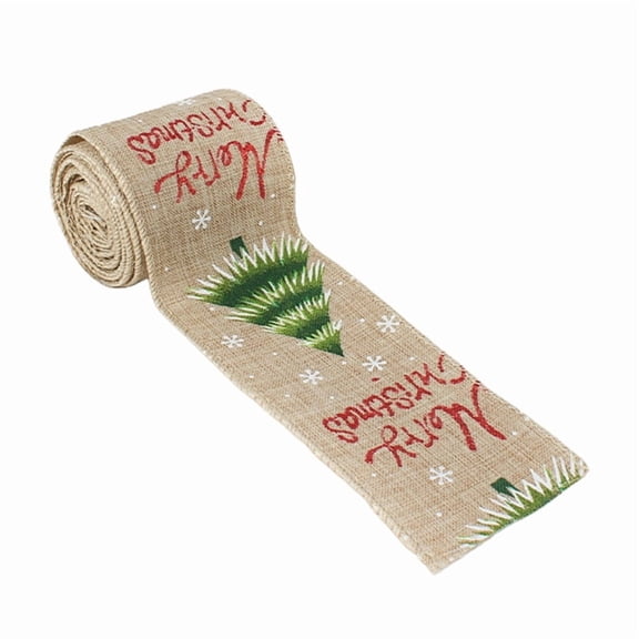 Printed Ribbons Burlap Decorative Ribbons for Christmas Home DIY Crafts Decor Supplies Wraping Gifts